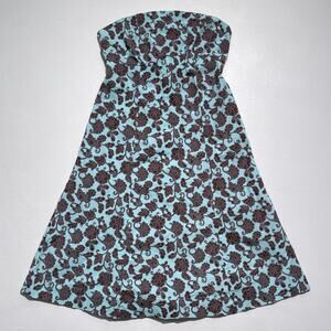 Vtg Y2K Blue Floral Strapless Retro Dress / GAP / Sz 4 Indie Sleaze Twee Pin Up